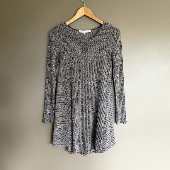 Lovers + Friends Shannon Dress Grey Ribbed Marled Mini Babydoll Swing Size Small - Picture 5 of 14